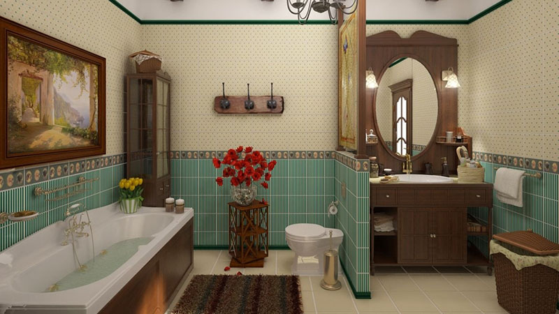 Элементы декора ванной комнаты в классическом стиле